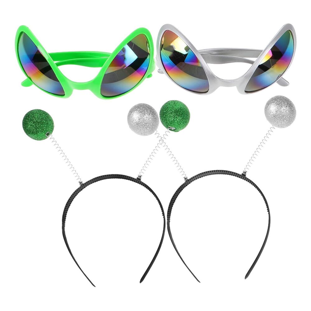 4402 4Pcs Alien Glasses Headband Set for Halloween Birthday Themed Parties